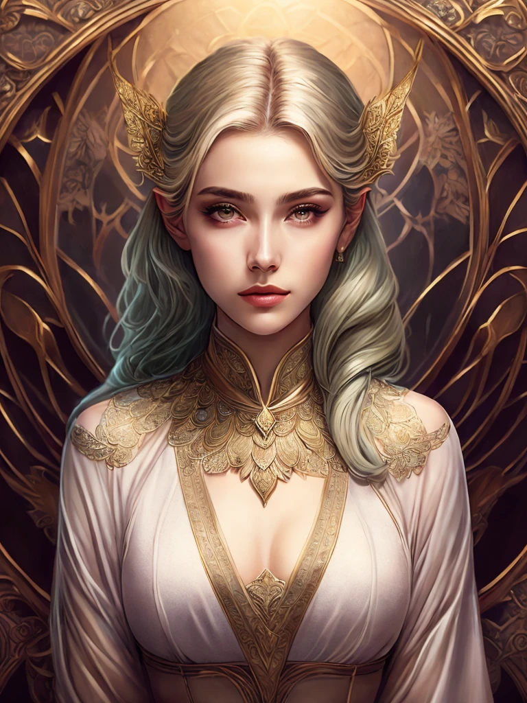 Masterpiece,
portrait of female elf, intricate, elegant, highly detailed, digital painting, artstation, concept art, smooth, sharp focus, illustration, art by artgerm and greg rutkowski and alphonse mucha, 8k
UHD, HDR, 16K