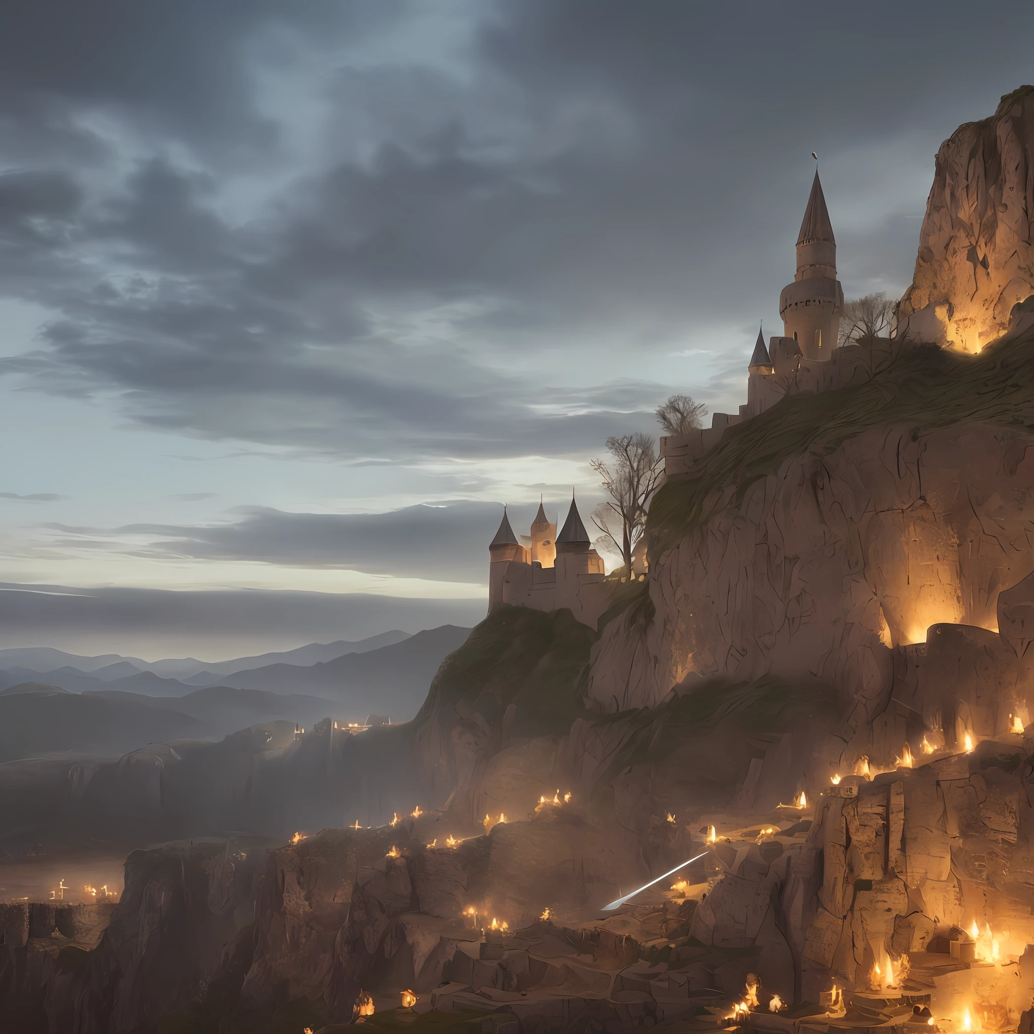 The cover would feature a background with a medieval ambience, such as a landscape of an ancient kingdom or an imposing castle at sunset. There could be a subtle mist or charged clouds to create a climate of mystery and adventure.
In the center of the cover, a powerful and determined protagonist, dressed in warrior armor, holding a gleaming sword, representing the strength and bravery of the main characters.