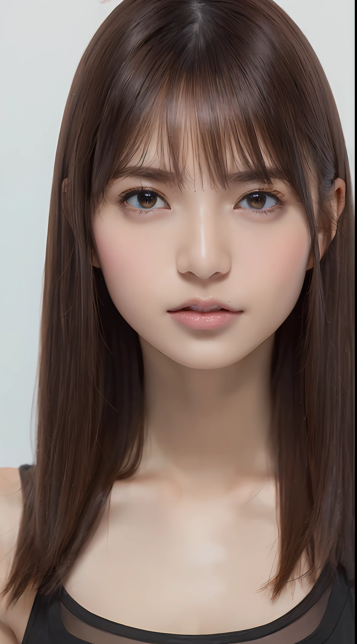 ((Best Quality, 8k, Masterpiece: 1.3)), Full Body, Focus Clear: 1.2, Outstanding Beauty: 1.4, Slender Abs: 1.2, (((Brown Hair, Big: 1.2)), Black Tank Top, Highly Detailed Face and Skin Texture, Detailed Eyes, Double Eyelids