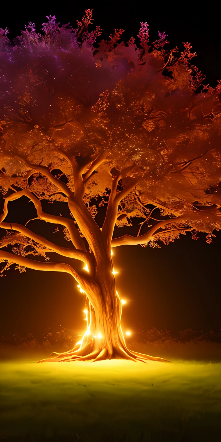 Magical oak tree with glowing fantasy, 4k high-quality realistic