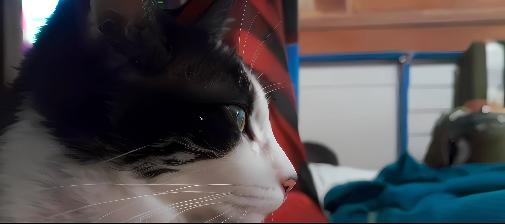 A realistic cat with pointy ears