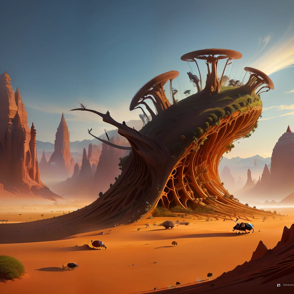 Anthill representing the Majestic Symphony of Nature's Architects, the ants, 4k high quality, realistic, high details
