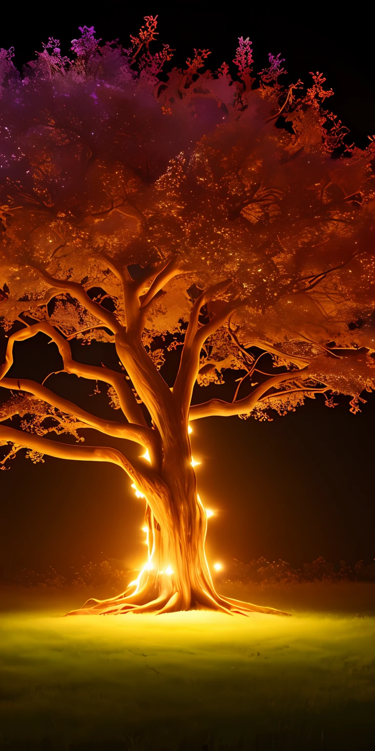 Magical oak tree with glowing fantasy, 4k high-quality realistic