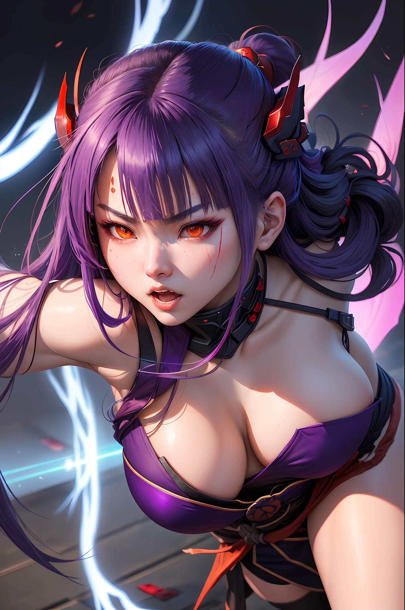 Being the Daughter of the original CyberSamurai as Ayame Chō Dawn's the mantle as she woke for The Fang Society Spilling blood and Destroying the name as she Has lost all Remorse for everything as she now only wants to kill.