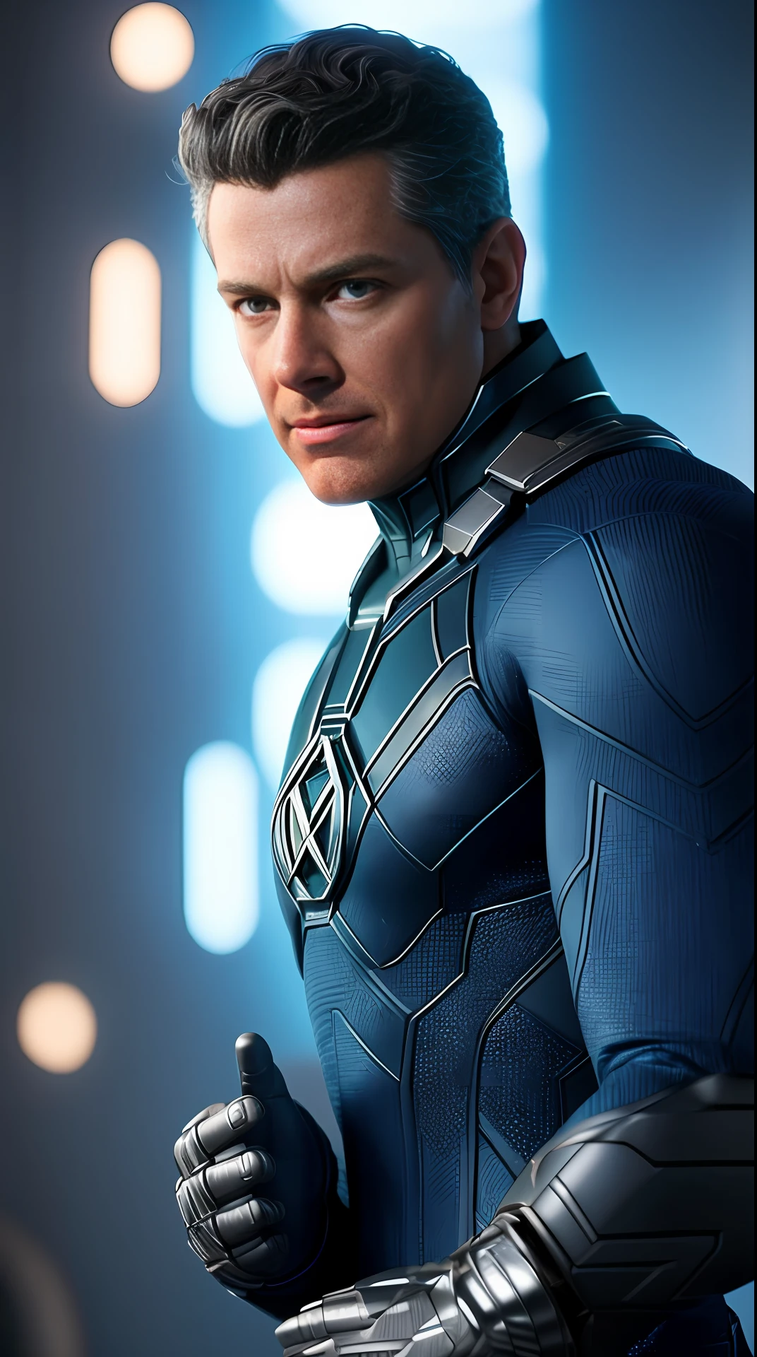 Cinematic soft lighting illuminates a stunningly detailed and ultra-realistic Reed Richards is Mister Fantastic of the Fantastic Four, that is trending on ArtStation. Octane is the perfect tool to capture the softest details of this 16k photography masterpiece