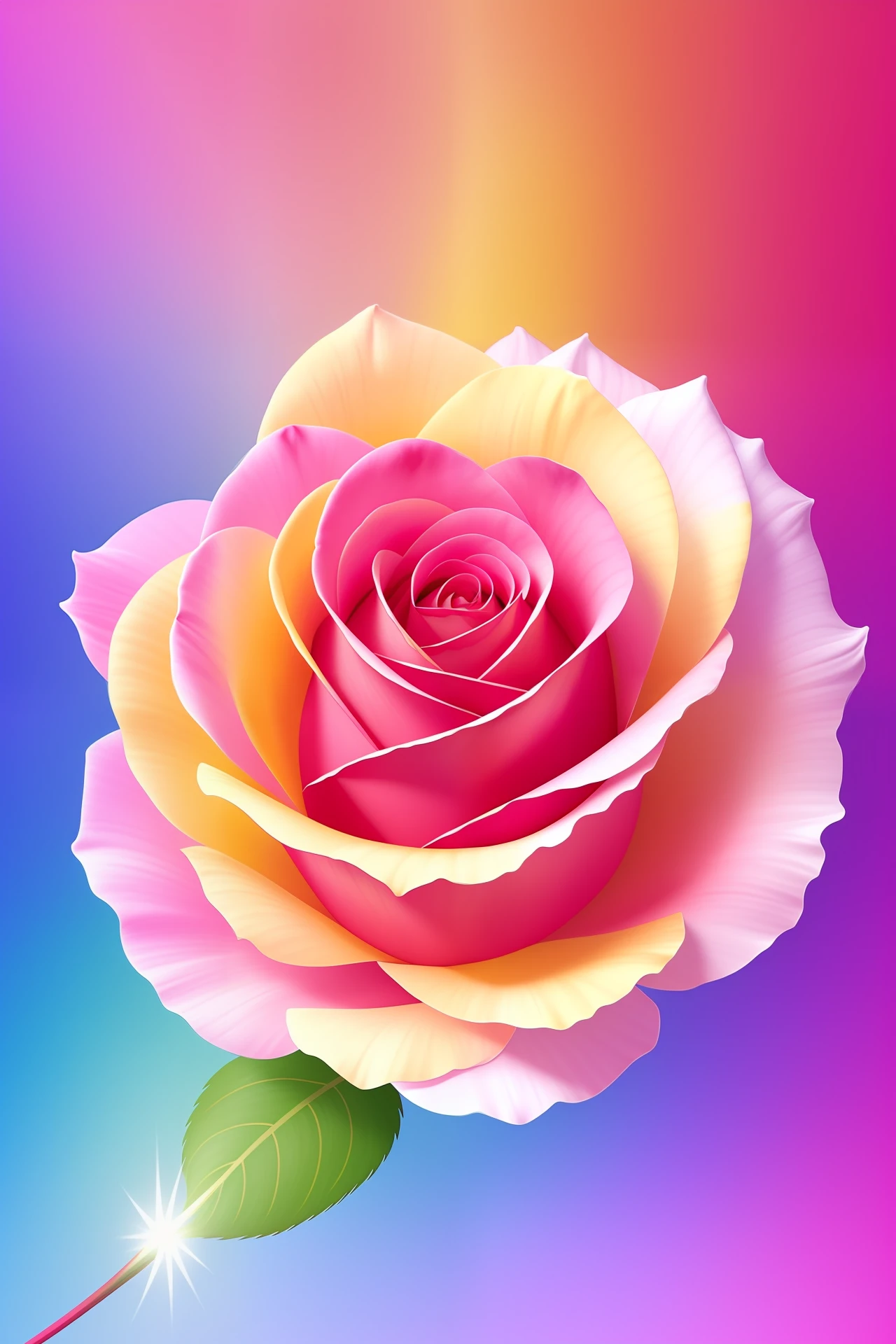 a painting of a colorful rose on a white background,, breathtaking rendering, within a radiant connection, inspired by Kinuko Y. Craft,, magical elements, rose icon, wow, is beautiful, casting a multi colorful spell, bright flash, flash, 16k, HD, UHD