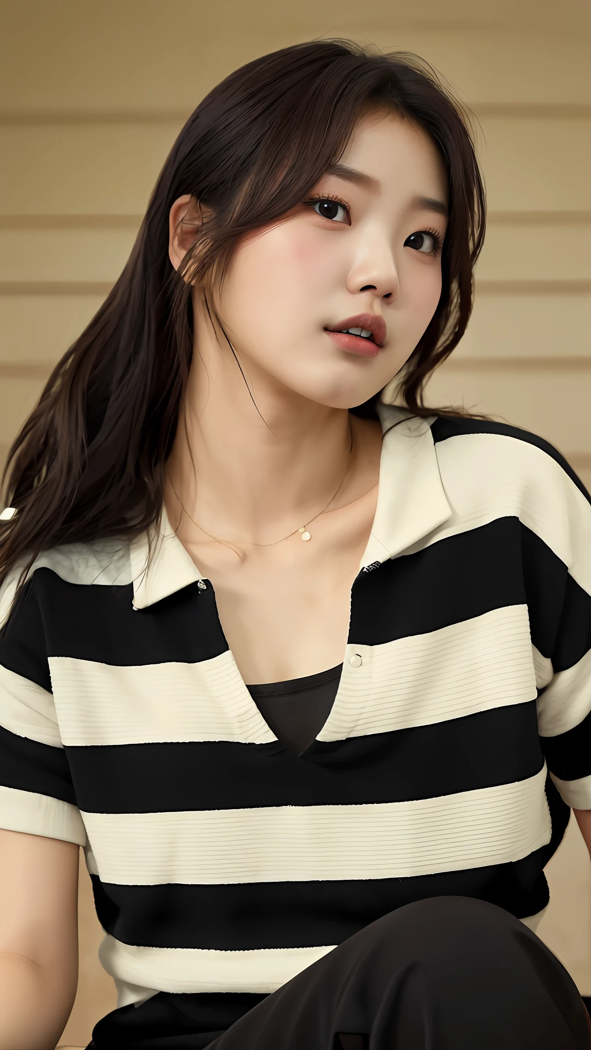 araffe woman sitting on a chair with a remote control in her hand, bae suzy, jia, female actress from korea, lee ji - eun, lee ji-eun, cute korean actress, hwang se - on, dilraba dilmurat, park ji-min, jinyoung shin, heonhwa choe, shin min jeong, ruan jia beautiful!, ruby lips, faint smile, cleavage, large round tight breasts