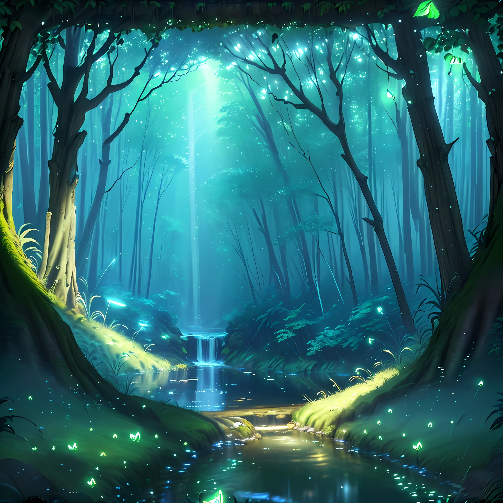 Masterpiece, best quality, (very detailed CG unity 8k wallpapers), (best quality), (best illustrations), (best shadows), forest theme with natural elements. Tall trees, quiet streams, glowing little mushrooms, surrounded by delicate leaves and branches, with fireflies and glowing particle effects,, (natural elements), (jungle theme), (leaves), (branches), ( fireflies), butterflies, (delicate leaves), (glow), (particle effects). , isometric 3D, Octane rendering, ray tracing, super detailed