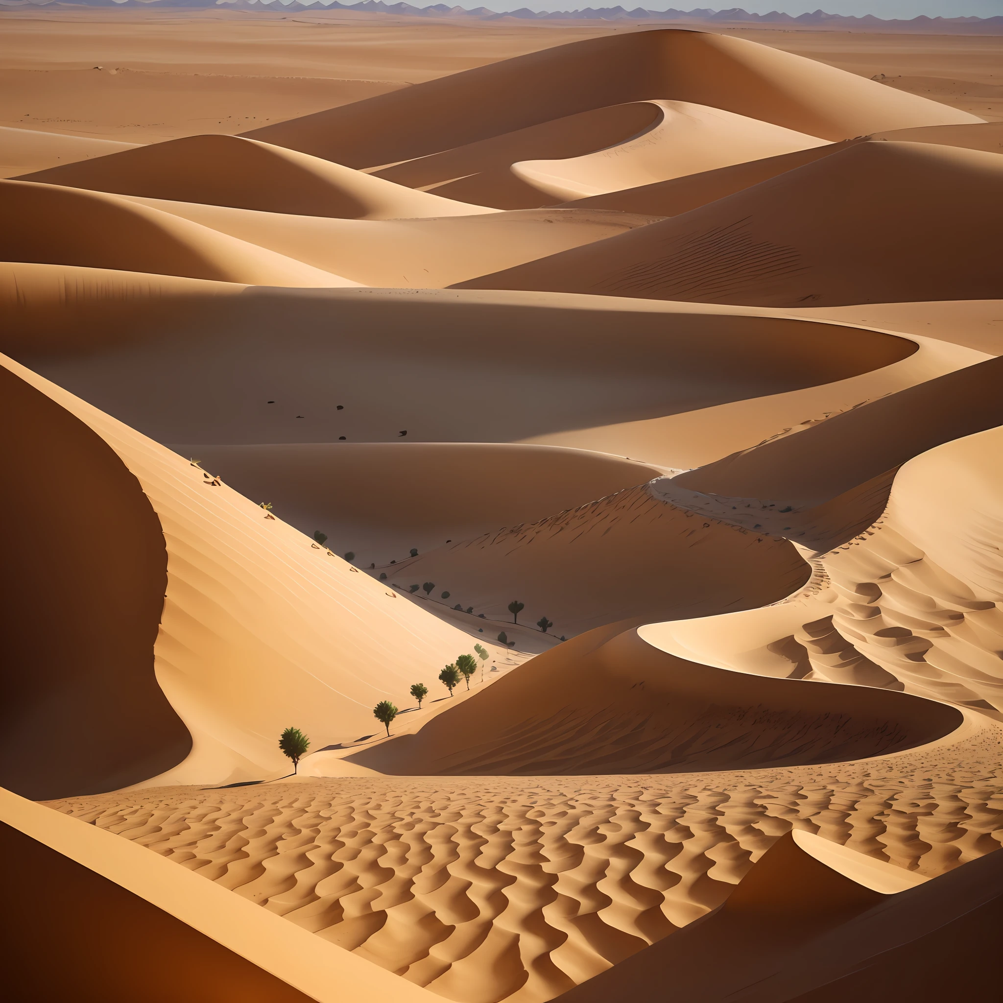 The process of desert turning into an oasis, sand control people, real, real shot, high definition