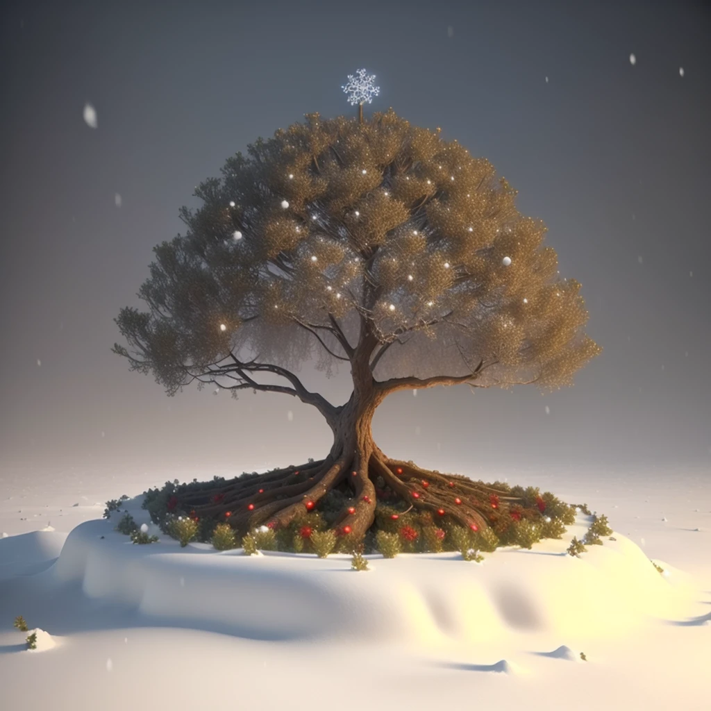 an anthill made from weeping fig tree designs,Natale,snowing,3D,animation,fantasy,upscales