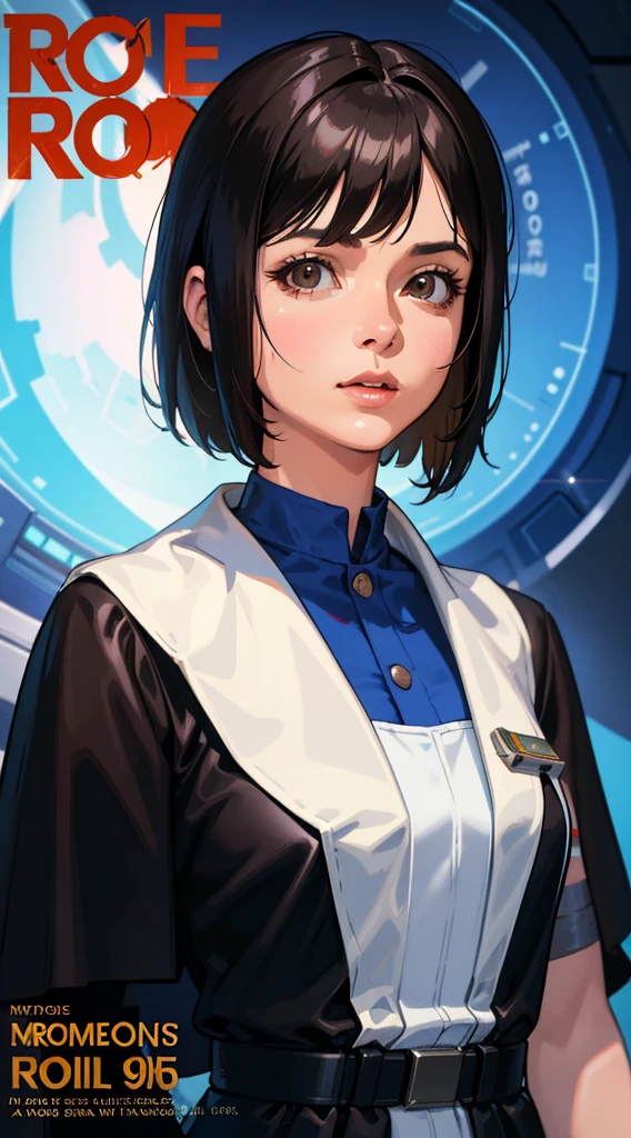 Science Fiction,Sci-fi,Sci-Fi Movies,Movie Posters,Movie Quotes,1984 Movie References,Rebel Stories,Women 30,Adults,Brown Eyes,Black Bob Short Hair,Gowns,Doctor Uniform,Realistic Face Resolution,Realistic,Object Resolution