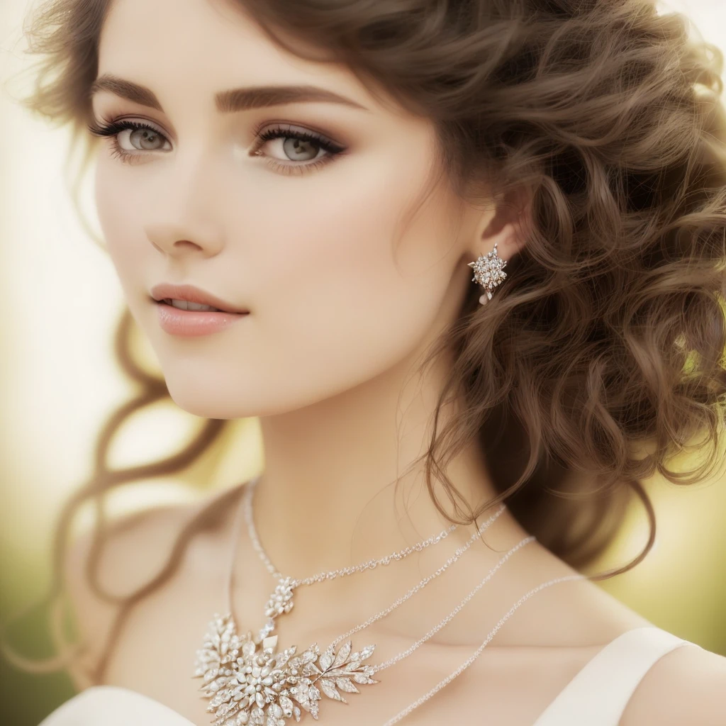 arafed woman with a white dress and a necklace and earrings, beautiful delicate face, beautiful face and flawless skin, beautiful feminine face, young beautiful woman, feminine beautiful face, beautiful young woman, beautiful young face, beautiful female face, young woman's face, lovely delicate face, young beautiful face, attractive female face, beautiful well rounded face, subtle makeup, soft makeup