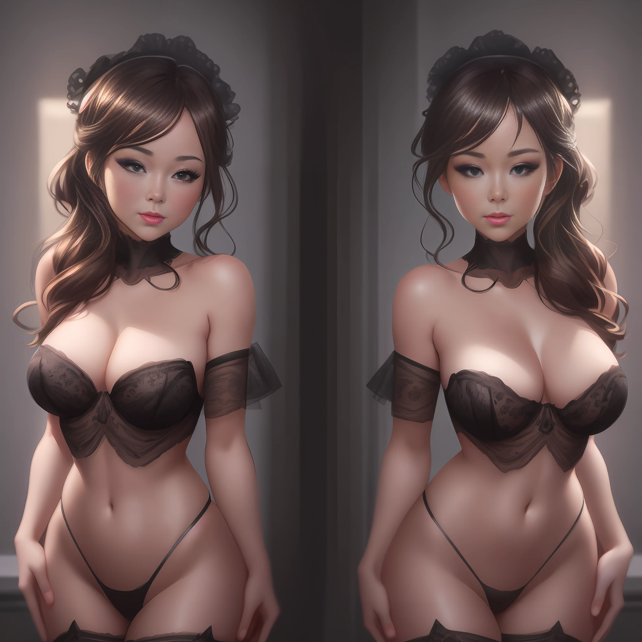Capri Anderson in a black lingerie posing for a photo, solo, digital art of an elegant, [4k digital art]!!, wlop shiny skin, inspired by WLOP, wlop |, wlop!!, in wlop style, drawn in the style of artgerm, loish and wlop, seductive anime girl