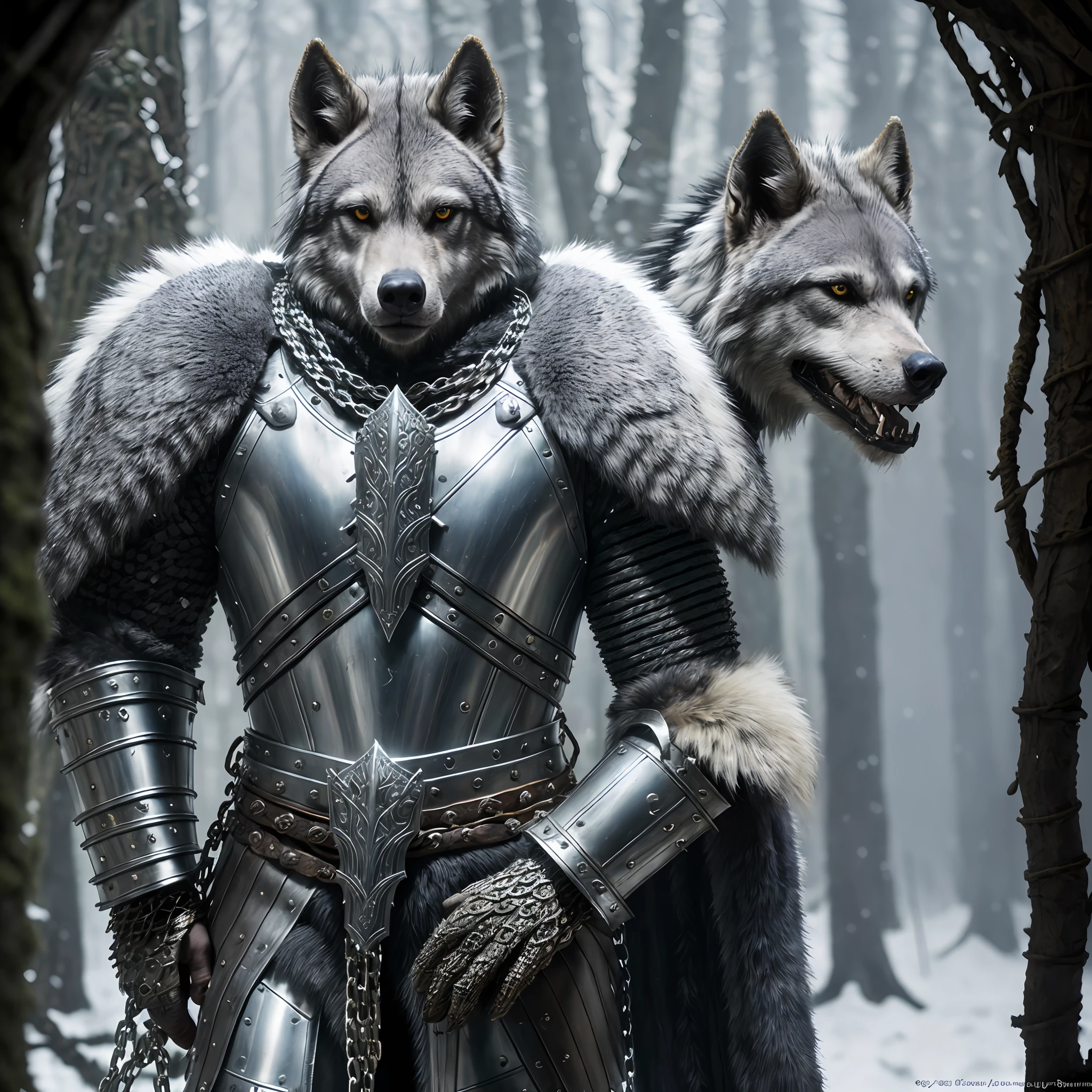 araffe in armor with a sword and a chain around his neck, hyperdetailed fantasy character, wolf armor, wearing intricate fur armor, beastman concept, korg from thor as a soldier, portrait of a gnoll, highly detailed fantasy art, gnoll, fantasy warrior in full armor, stunning character art, amazing 8k character concept art