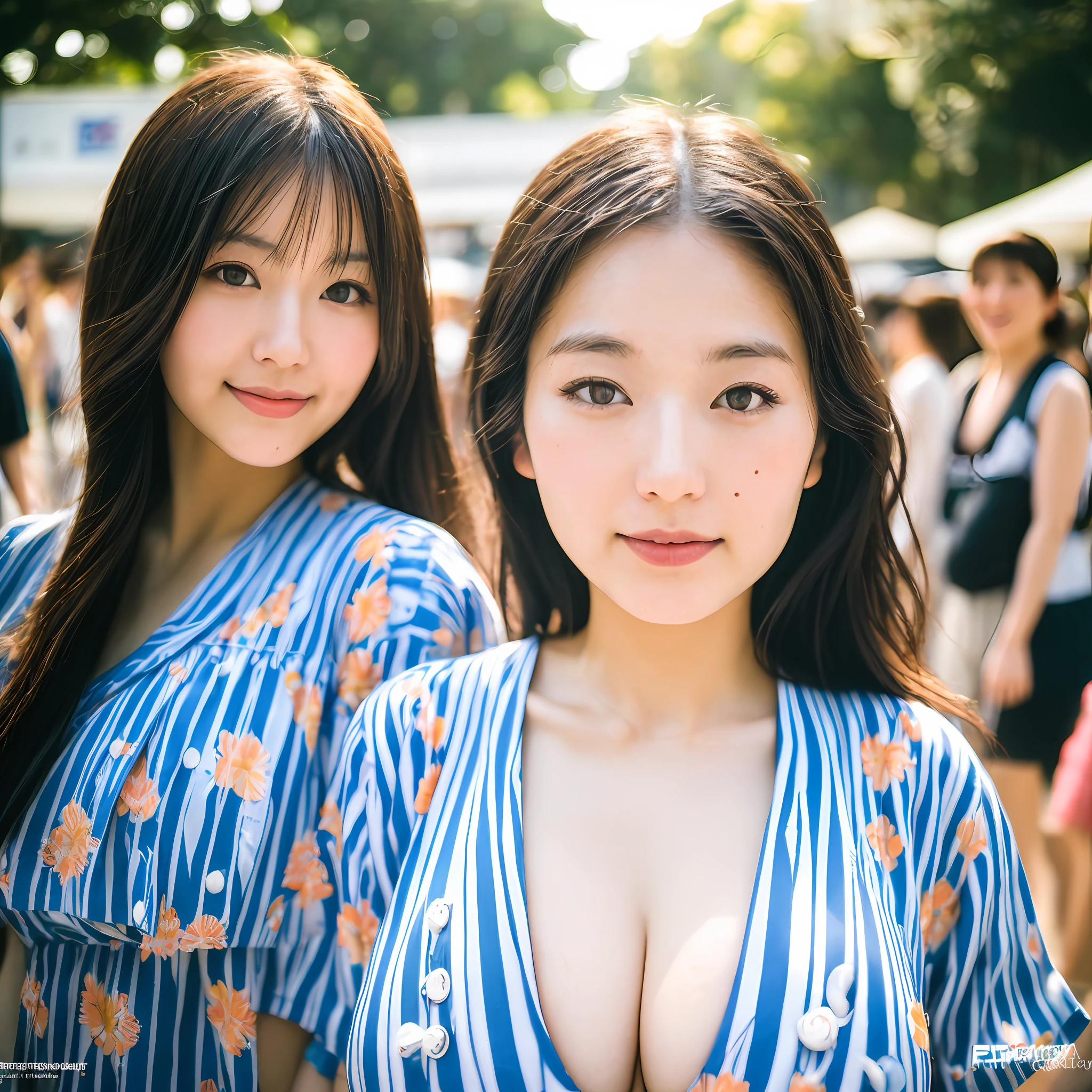 (best quality, masterpiece) A japanese woman, perfect face ratio, (big breast:1.2), perfect body ratio,japanese street fashion, summer vibe, prfessional light, 5mm lens, shot with Fujifilm XT3, shot by professional street photographer