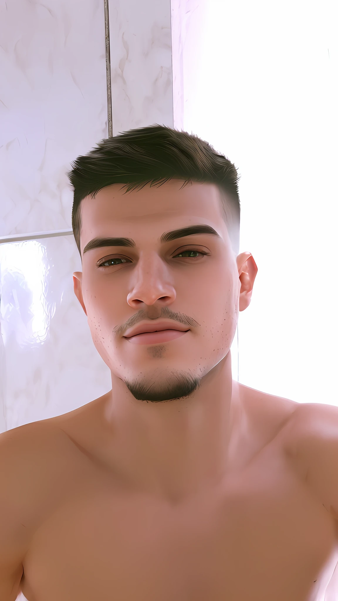 (ultra-realistic, ultra-detailed, young man:1.1, handsome, healthy, muscles all over his body, thin chin, large pectoral, fair skin:1.2), brown eyes, black hair, white background, natural lighting, soft shadows.
