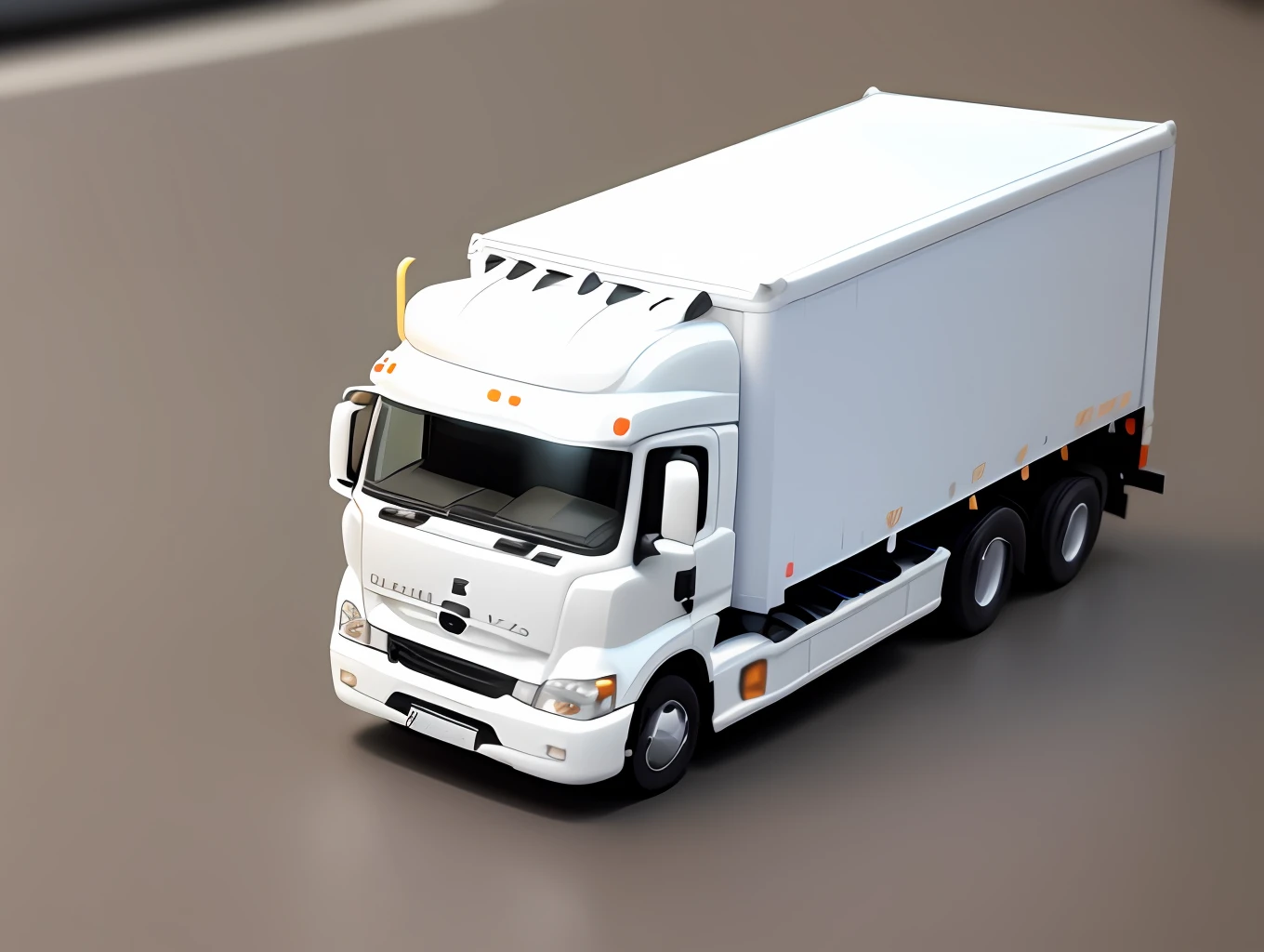 Miniature logistics truck, all white.