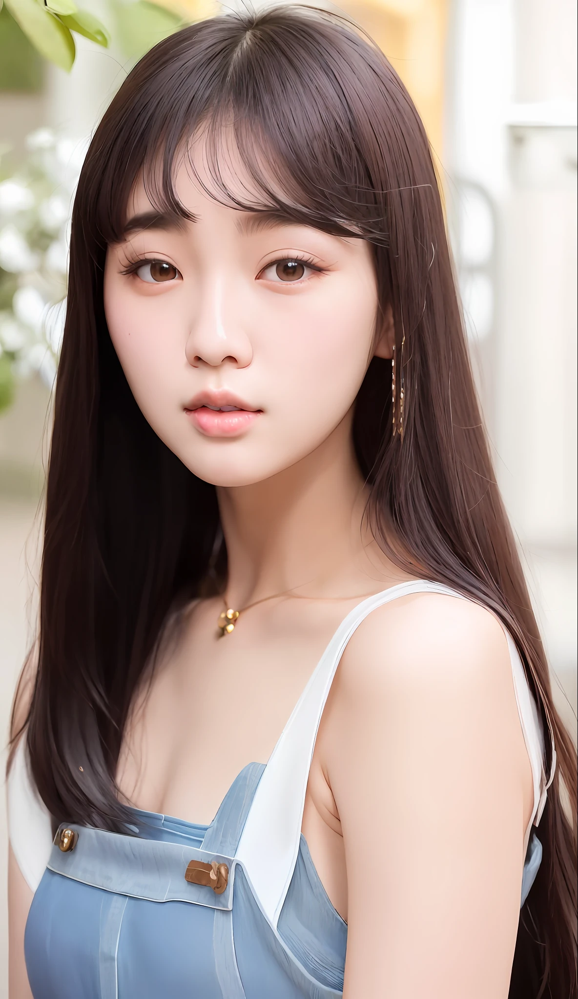 araffe asian woman with long dark hair wearing a denim dress, gorgeous young korean woman, beautiful young korean woman, korean girl, beautiful south korean woman, ulzzang, young adorable korean face, captured on canon eos r 6, portrait of female korean idol, korean woman, jaeyeon nam, beautiful asian girl, korean symmetrical face, wan adorable korean face