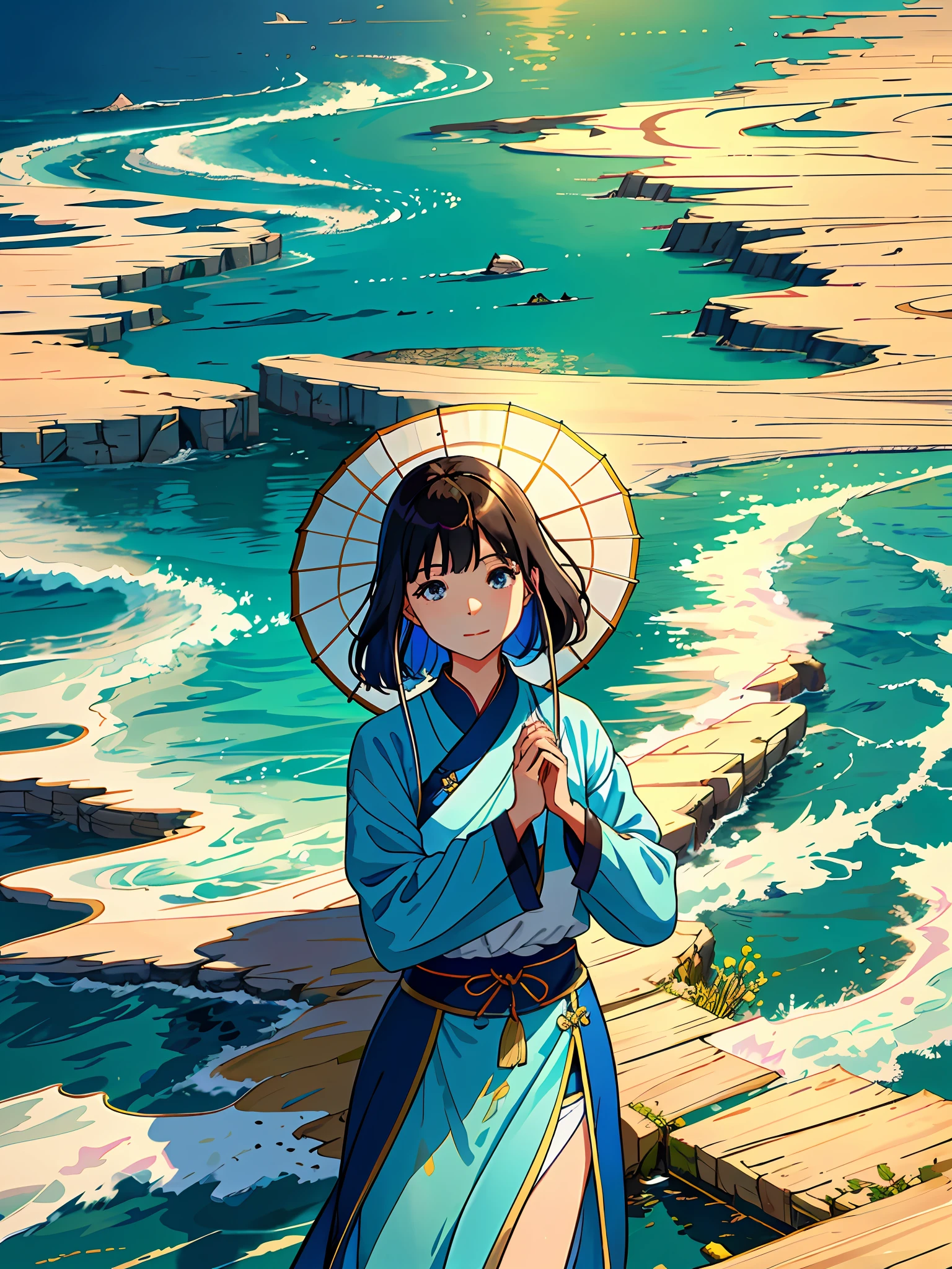 阳光明媚: Bright sunlight
蓝天湛蓝: Deep blue sky
细细的金粉色沙滩: Fine golden-colored sand
光芒: Radiance
沙粒: Sand grains
大海: Sea
爱心细心地打磨而成的艺术品: Artwork crafted with love and care by the sea
沙滩一望无际: Endless beach
一片空旷: Vast and empty
宁静而清澈的湛蓝色海水: Tranquil and clear deep blue seawater
远处海面与天空融为一体: Distant sea and sky blend together
微风: Gentle breeze
涟漪: Ripples
动态的笔触: Dynamic brushstrokes
几张静静散落的躺椅: Several scattered lounge chairs
细节栩栩如生: Meticulously portrayed details
舒适质感: Comfortable texture
大型沙滩伞: Large beach umbrella
遮蔽区: Sheltered area
色彩鲜艳: Vibrant colors
辽阔广袤的大海: Vast and expansive sea
几艘轻轻摇晃的小船: Several gently swaying small boats
垂钓: Fishing
漫步: Strolling
宁静而安详的身影: Serene and peaceful figures
静谧的画卷: Tranquil painting
大自然的美丽和宁静: Beauty and serenity of nature
无人的景象: Absence of people
独特而宁静的体验: Unique and serene experience
