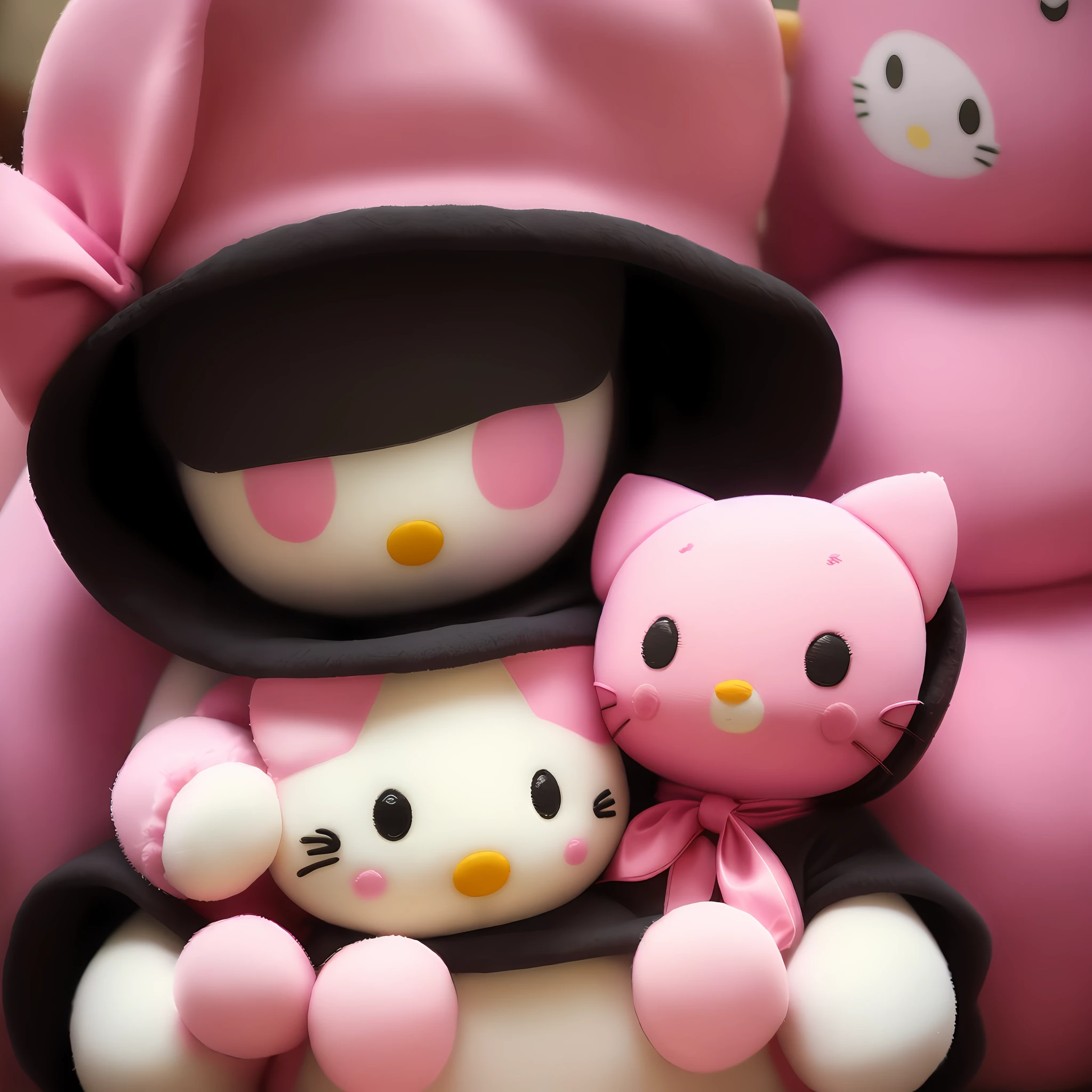 (pink), plush toy, Hello Kitty, plush toy, detailed picture, cute toy, cute colorful cute, cute cute, plush