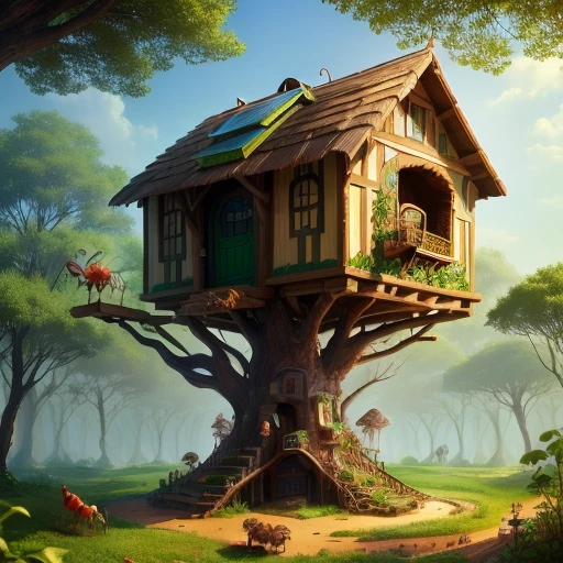 Anthill that is a tree house, playful, ants, insects
