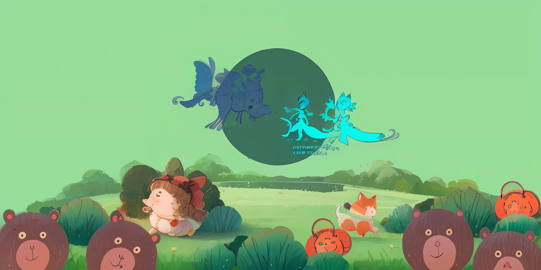 "Children's illustration", bright colors, delicate lines, childlike elements, perspective and proportions of characters are just right, the picture details are full, exquisite and cute. Describe the characteristics of the character or scene in detail as much as possible, adding detailed description will make the picture more three-dimensional and real, some dream elements can be embedded, and the painting scene mostly uses the natural environment.
