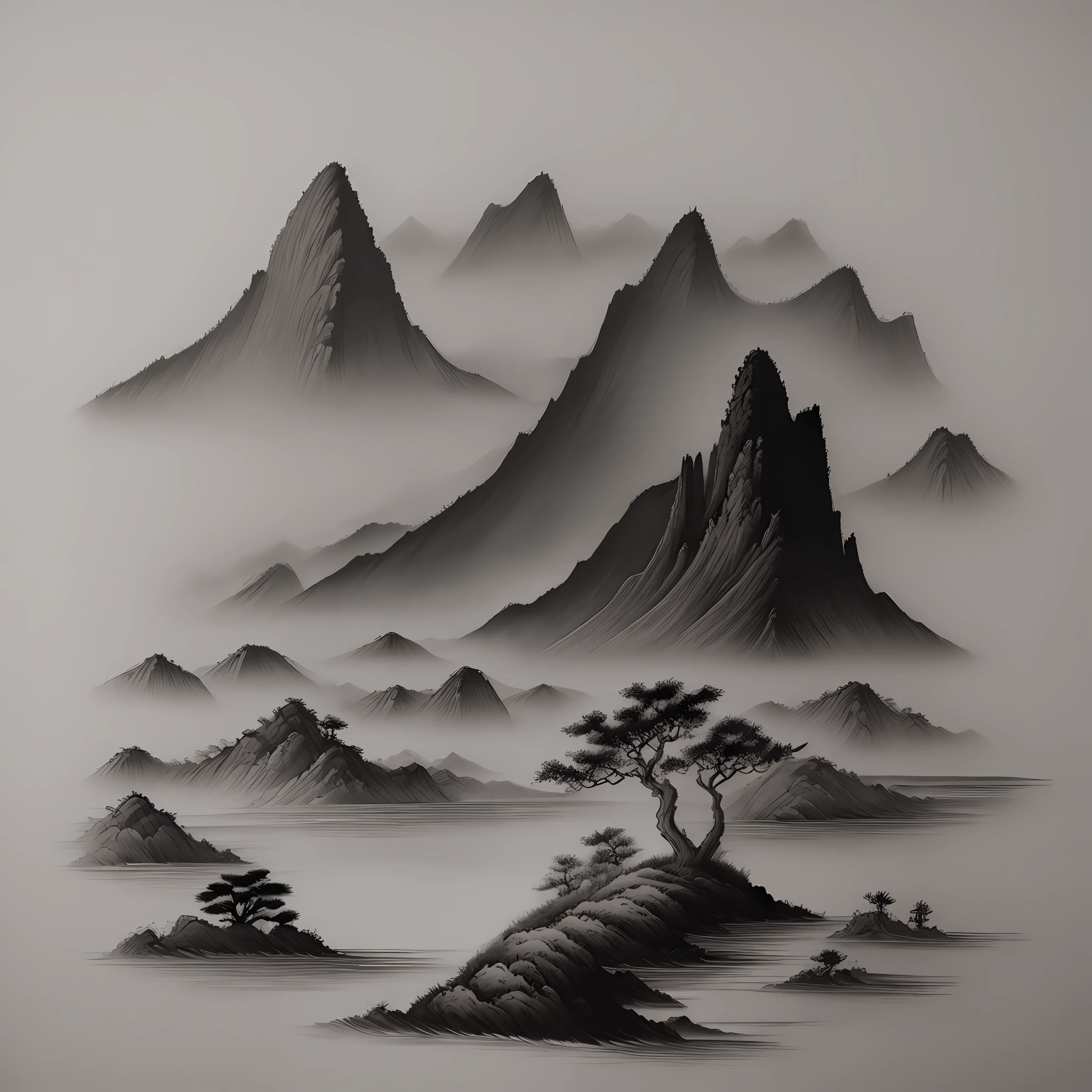 Chinese ink painting, landscape