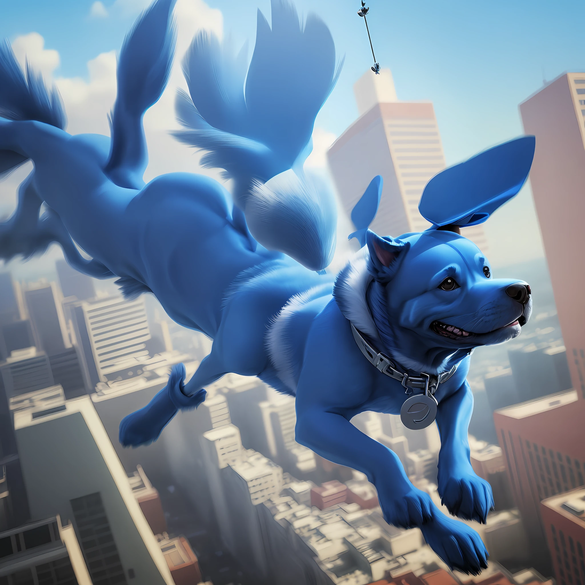 Blue dog can fly.