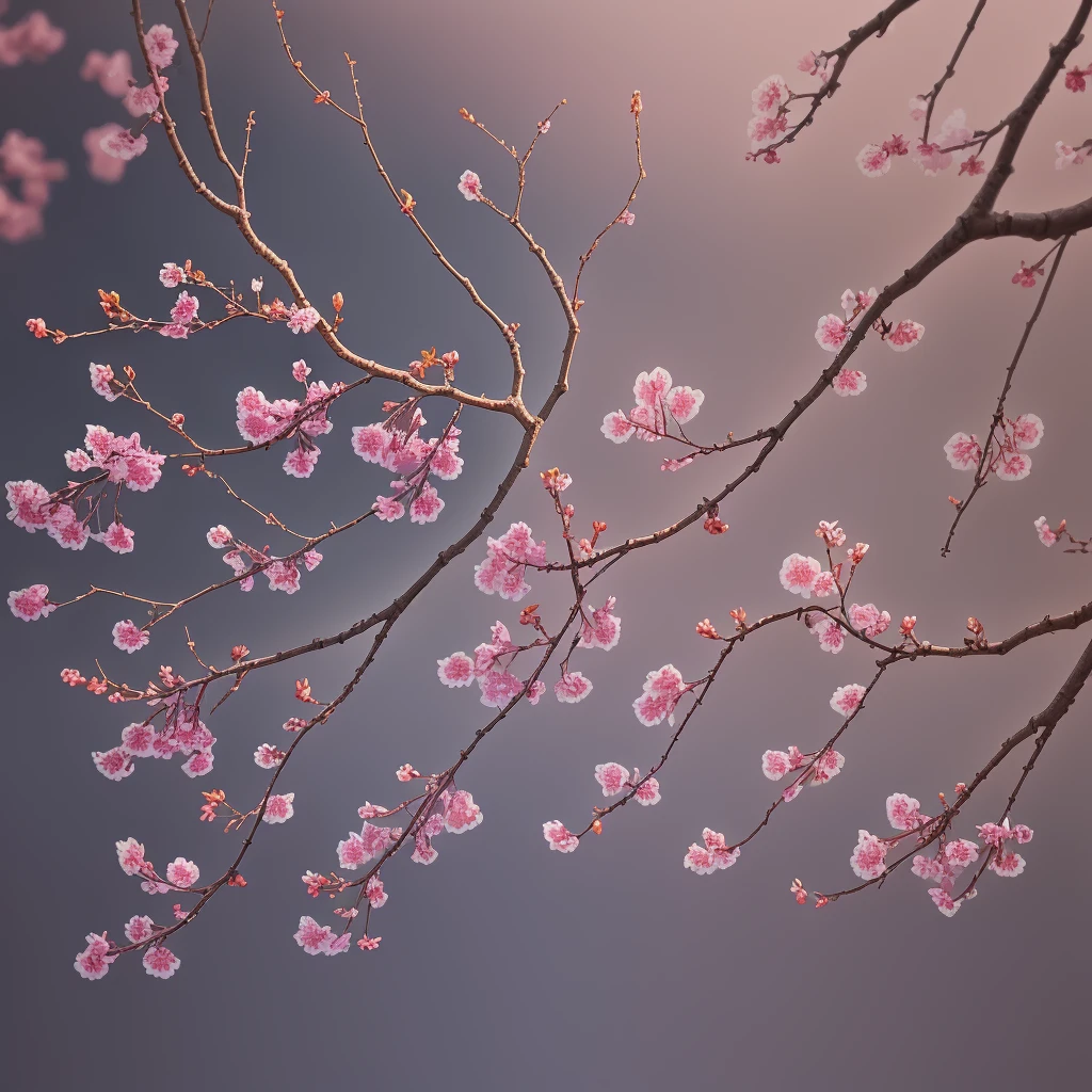 Transparent plum branches