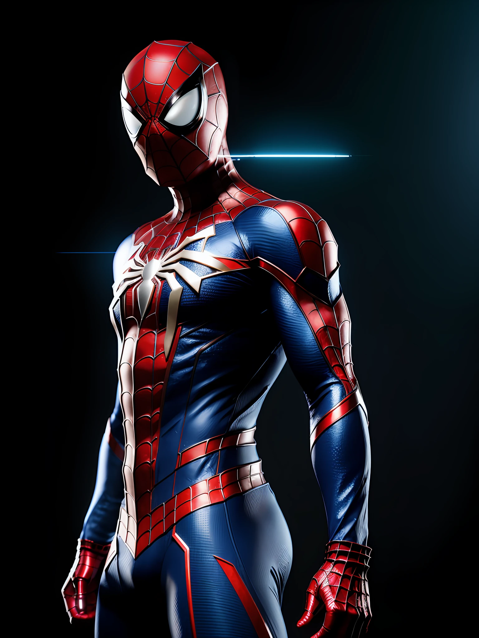midjourny-v4 style, Professional Photoshot medium a spiderman with highly detailed intricate cybernetics outfit, highly detailed beautiful face, standing in darkness with black particles surrounded the body, proportional body shape + perfect ???????, symetrical dynamic pose, volumetric shadow, neon glowing dust particles effect + detailed particles, full hd render + 3d octane render + unreal engine 5 graphic 4k UHD + immense detail + dramatic lighting + well lit + intricate + fine details + octane render + Ray tracing + 8k + sharp focus + high vibran contrast, in the style Marvel style, trending on ArtStation