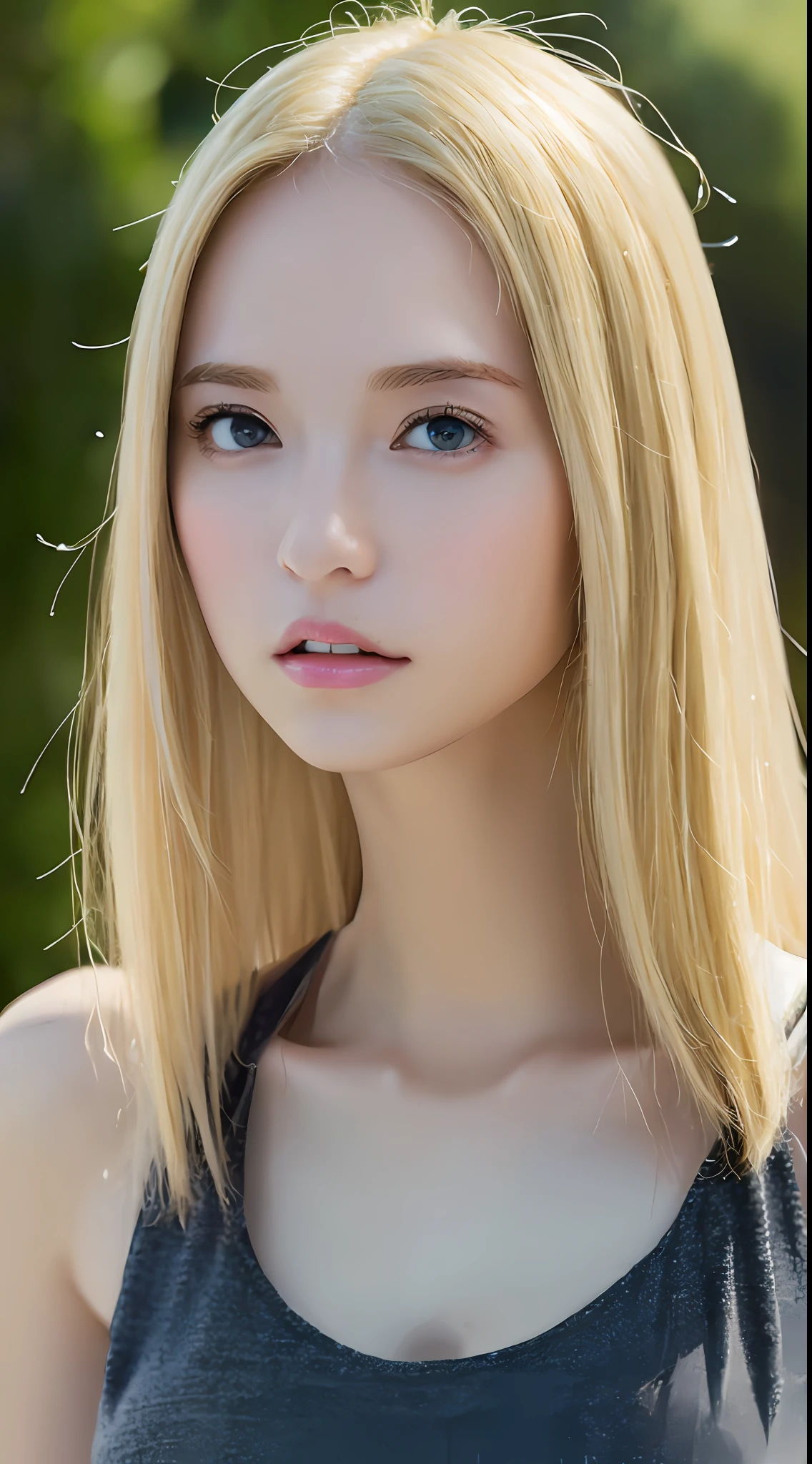 ((Best Quality, 8K, Masterpiece: 1.3)), Full Body, Focus Clear: 1.2, Outstanding Beauty: 1.4, Slender Abs: 1.2, ((Blonde, Big: 1.2)), Black Tank Top, Highly Detailed Face and Skin Texture, Detailed Eyes, Double Eyelids