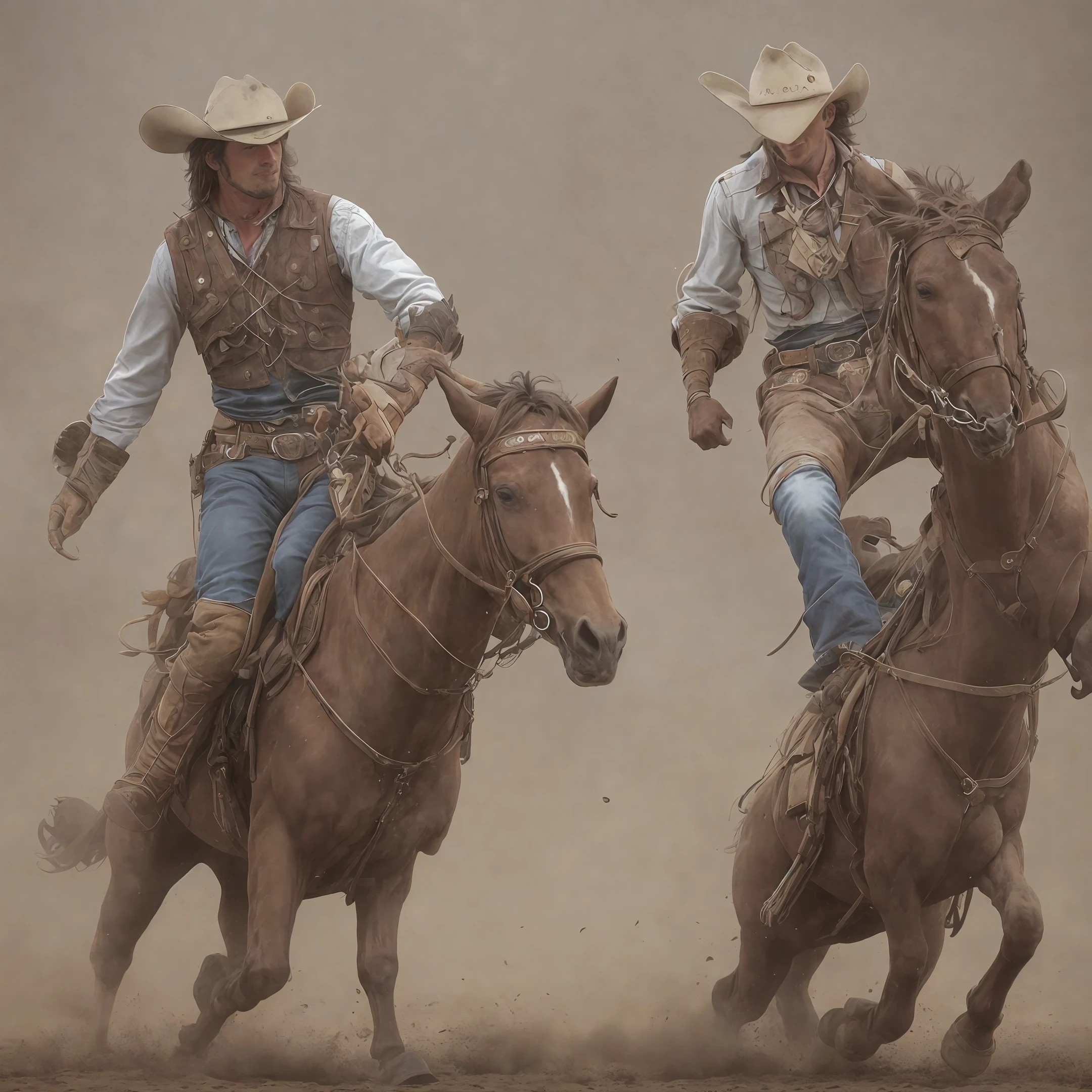 Realistic cowboy in the middle of the rodeo arena
