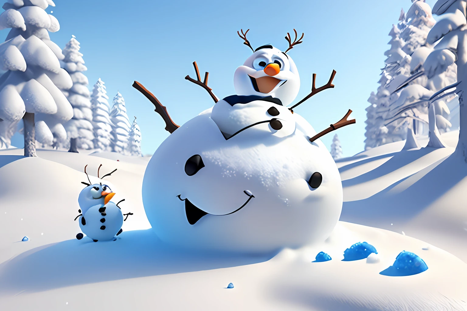 an anthill made from olaf frozen design,animation,3D,upscale