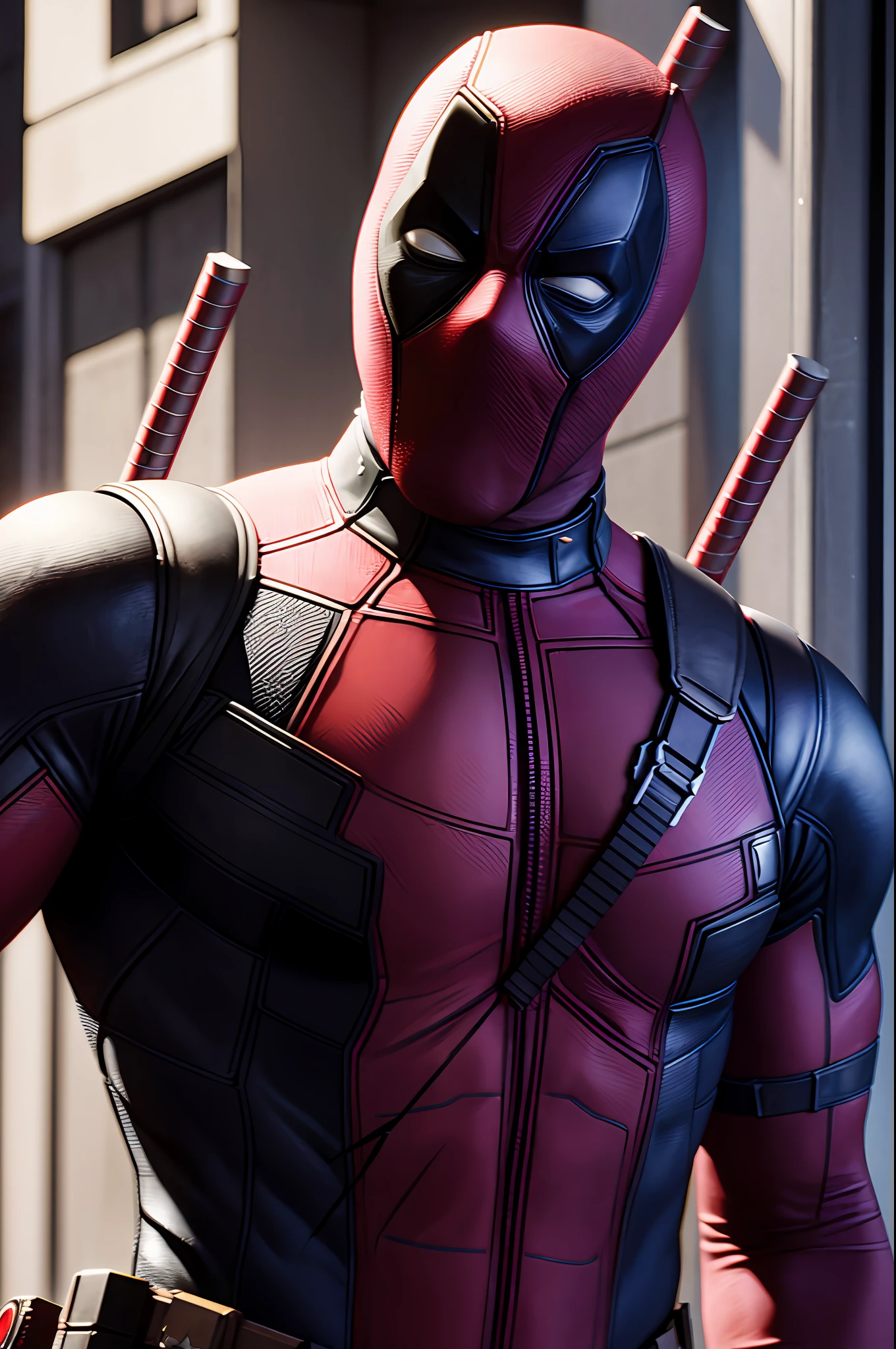 Marvel, Deadpool, full shooting (extremely detailed CG Unity 8k wallpaper), trending on ArtStation, trending on CGSociety, high detail, sharp focus, dramatic, photorealistic