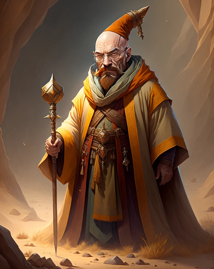 Walter White, ancient wizard with a staff that reveals secrets to the universe, artstation hall of fame gallery, editors choice,
