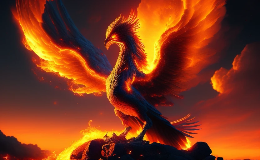 a majestic phoenix ignited in a lunar setting Toxic, 4k, HDR, realistic