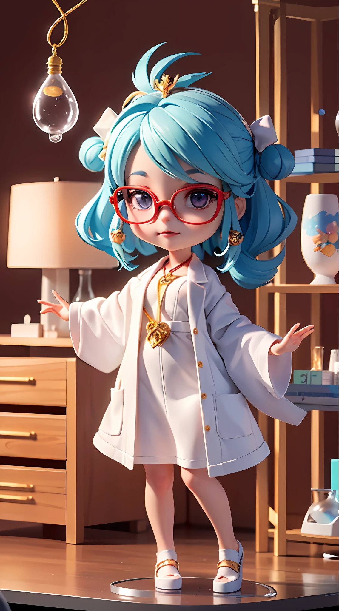 Official Art, Unified 8k Wallpaper, Big Scene, Full Body, In the Lab, With Instruments, Glass Test Tube, Tech Sense, Cartoon, A Female Scientist Standing in the Laboratory, Doing an Experiment, Ultra Detailed, White Robe Female Scientist, Masterpiece, Best Quality, (Fractal Art: 1.3), 1Girl, Very Detailed, Dynamic Angle, Most Beautiful Forms Chaotic, Elegant, Wearing Glasses, Lab, Elegant, Animated Characters, 3D Characters, 3D Characters, Arnold Maya Rendering, Close-up Characters, 3D character rendering, cute cartoon characters, toon rendering buttons, pixar renderman rendering, highly detailed characters, stylized characters, cartoon characters, cute 3d rendering, Maxwell rendering, medium distribution, pixar style,