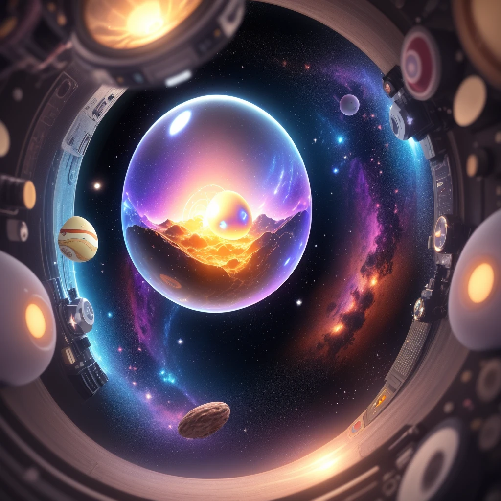 cute space egg, deep space, (wormhole), fun atmosphere, clear, game, 3d render
