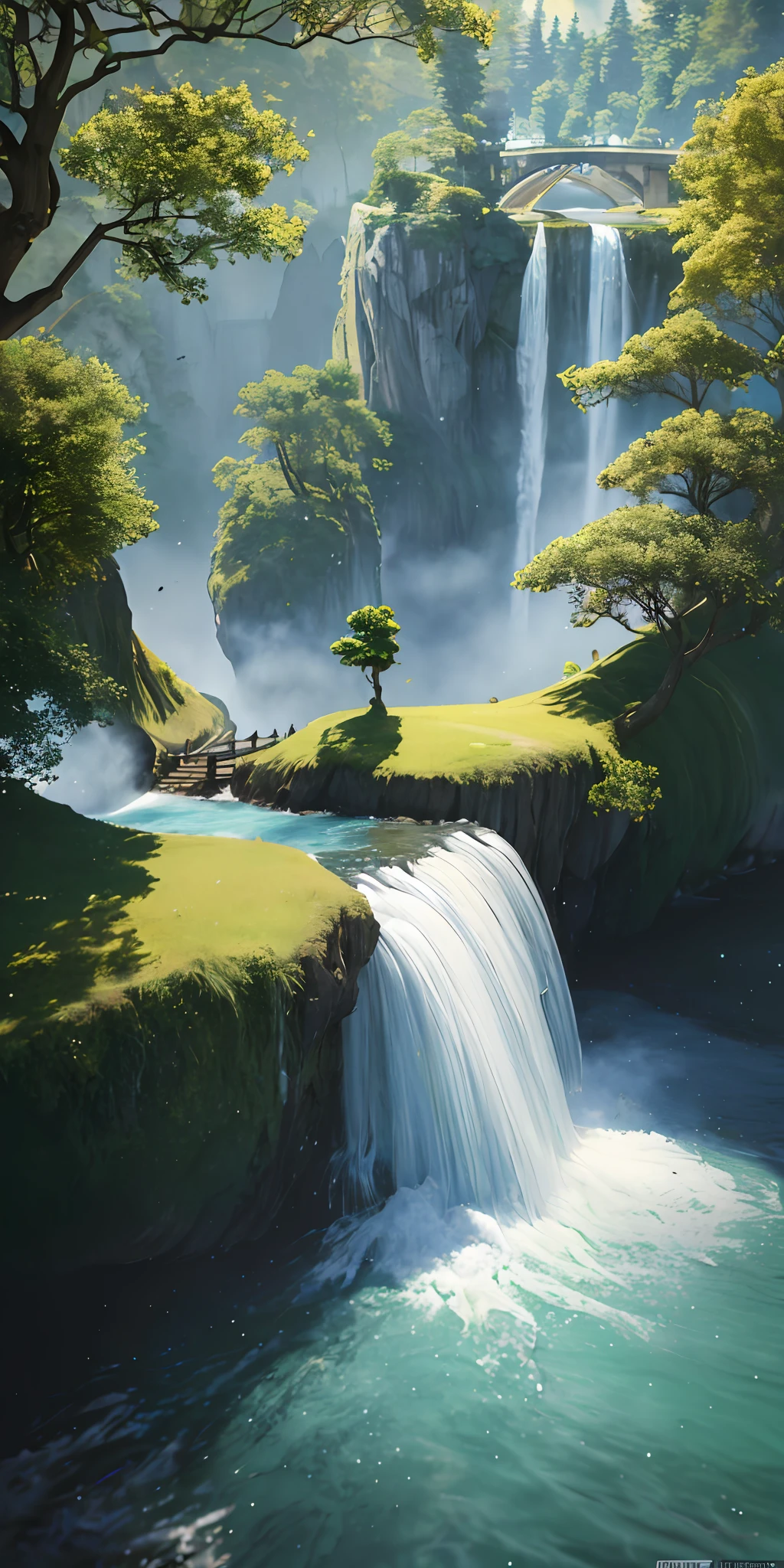 Analog style,ChromaV5,nvinkpunk,(extremely detailed CG unity 8k wallpaper),An image of a majestic river, trees on the sides, tiny waterfall, intense fog ,award winning photography, Chromatic Aberration, Detailed , HDR, Bloom, style by Monet, Pissarro, and Sisley ,trending on ArtStation, trending on CGSociety, art by midjourney