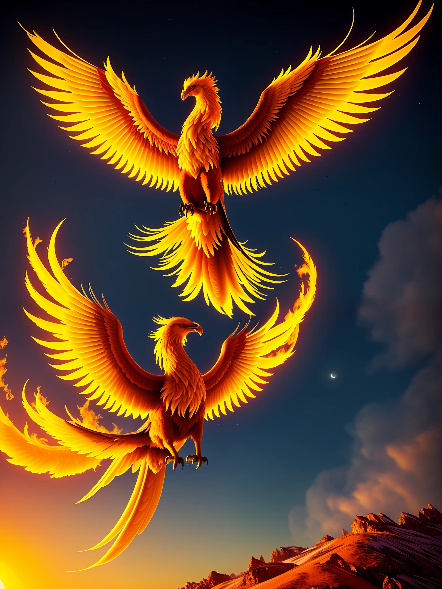 a majestic phoenix ignited in a lunar setting Toxic, 4k, HDR, realistic