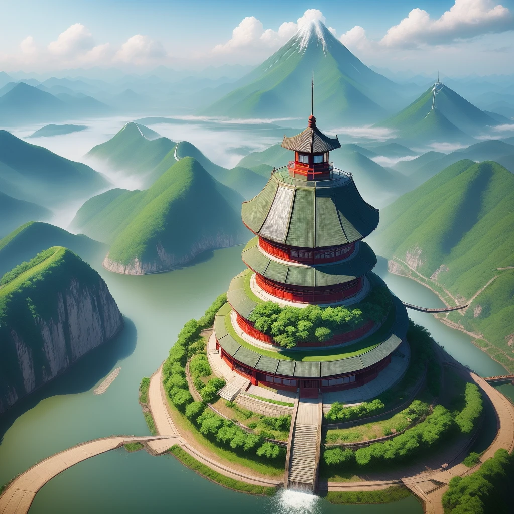 Jiujiang mountain scenery, realistic style