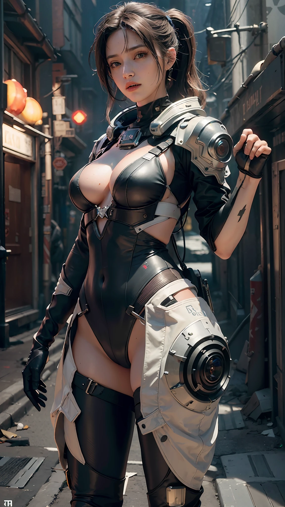 ((Best quality)), ((masterpiece)), (detailed:1.4), 3D, an image of a beautiful cyberpunk female,HDR (High Dynamic Range),Ray Tracing,NVIDIA RTX,Super-Resolution,Unreal 5,Subsurface scattering,PBR Texturing,Post-processing,Anisotropic Filtering,Depth-of-field,Maximum clarity and sharpness,Multi-layered textures,Albedo and Specular maps,Surface shading,Accurate simulation of light-material interaction,Perfect proportions,Octane Render,Two-tone lighting,Wide aperture,Low ISO,White balance,Rule of thirds,8K RAW,CircuitBoardAI,