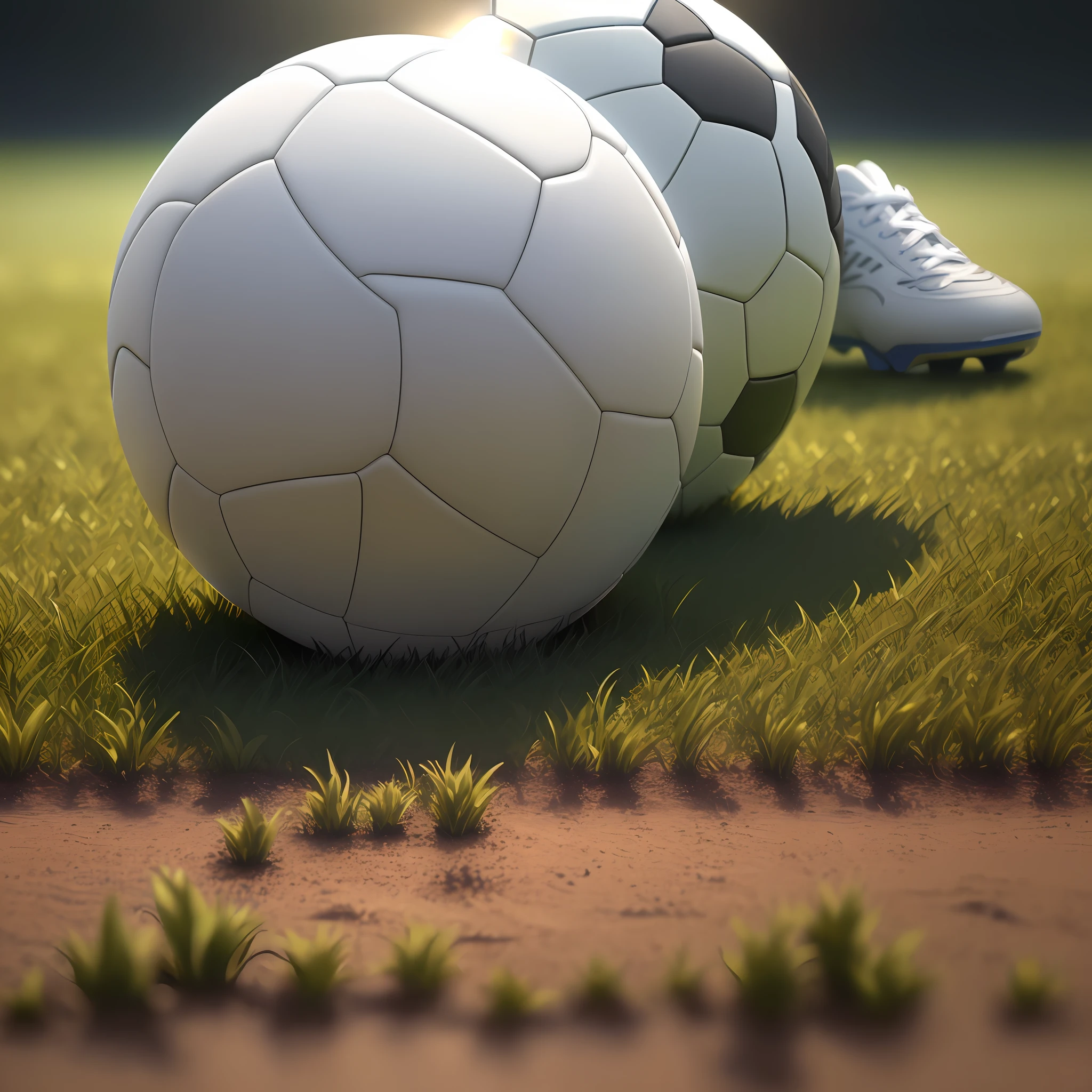 1 soccer ball placed in the corner of the foot ball field,realistic, from side, close-up, cinematic lighting, glowing light, reflection light, Social realism, UHD, super detail, high quality, best quality, highres, 16k