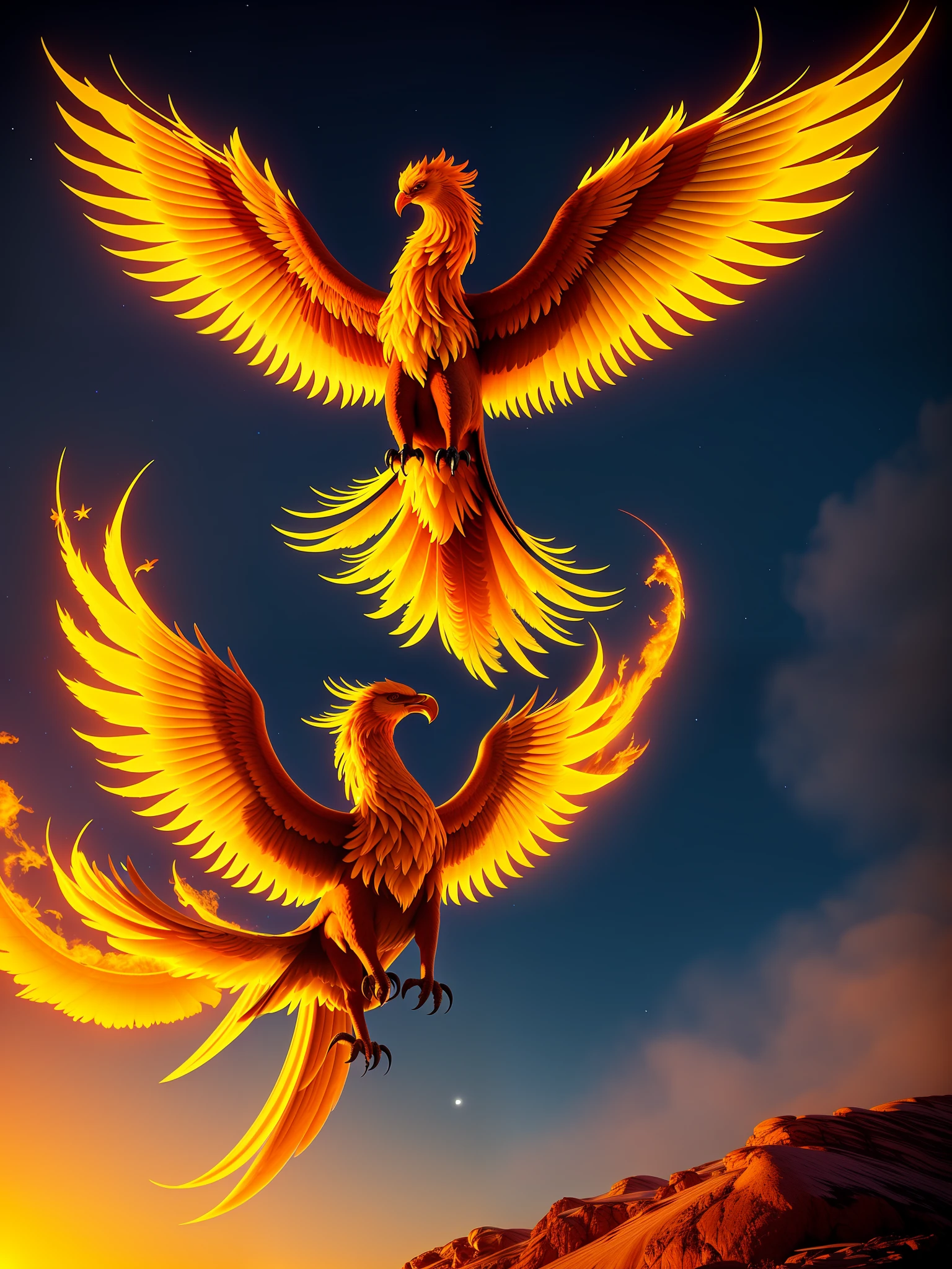 a majestic phoenix ignited in a lunar setting Toxic, 4k, HDR, realistic