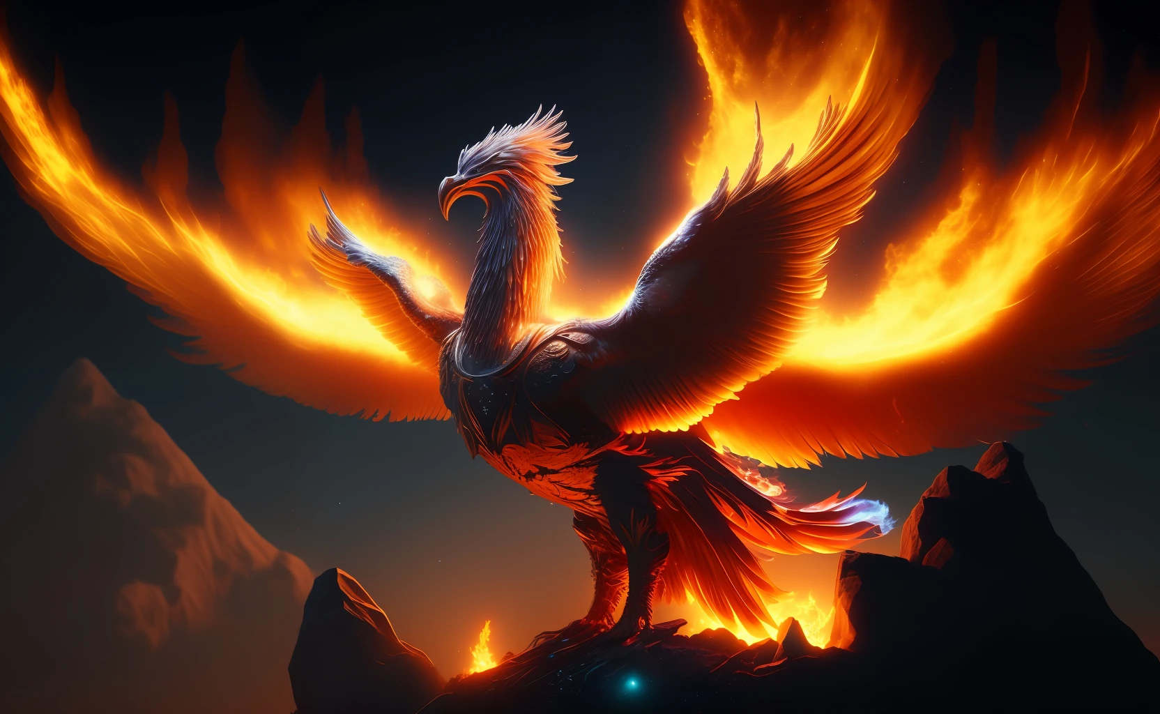 a majestic phoenix ignited in a lunar setting Toxic, 4k, HDR, realistic