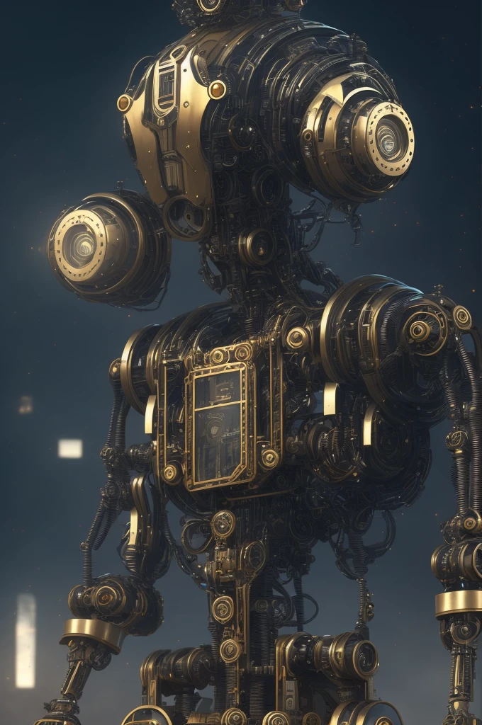 Full body robot|Full body photo|detailed face|symmetry|steampunk|cyberpunk|robot|intricate|scale|hyperrealism|cinematic lighting|digital art|concept art| MDJRNY-V4 style