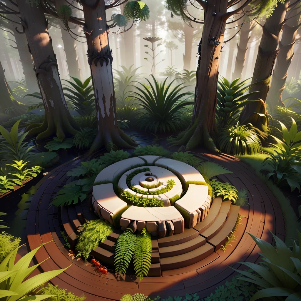 3d yin yang anthill, Ants, insects, lilies, ferns, forest