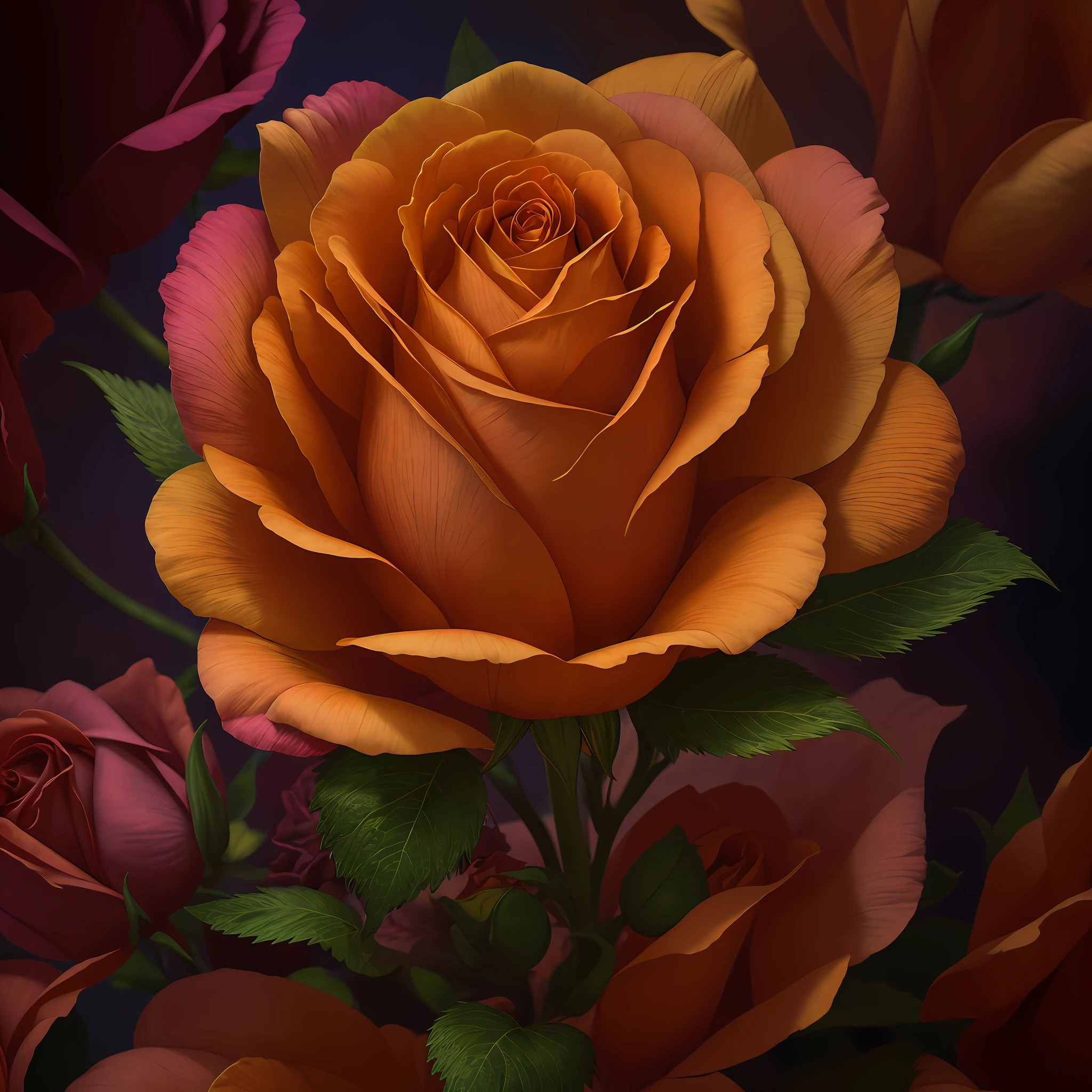 A flower by Casey Weldon, Olga Kvasha, Miho Hirano, hyperdetailed intricately detailed gothic art trending on Artstation triadic colors Unreal Engine 5 detailed matte painting, deep color, fantastical, intricate detail, splash screen, complementary colors, fantasy concept art, 8k resolution, gothic deviantart masterpiece, (dark shot:0.9), art by greg rutkowski and artgerm, soft cinematic light, adobe lightroom, photolab, hdr, intricate, highly detailed,   rose
