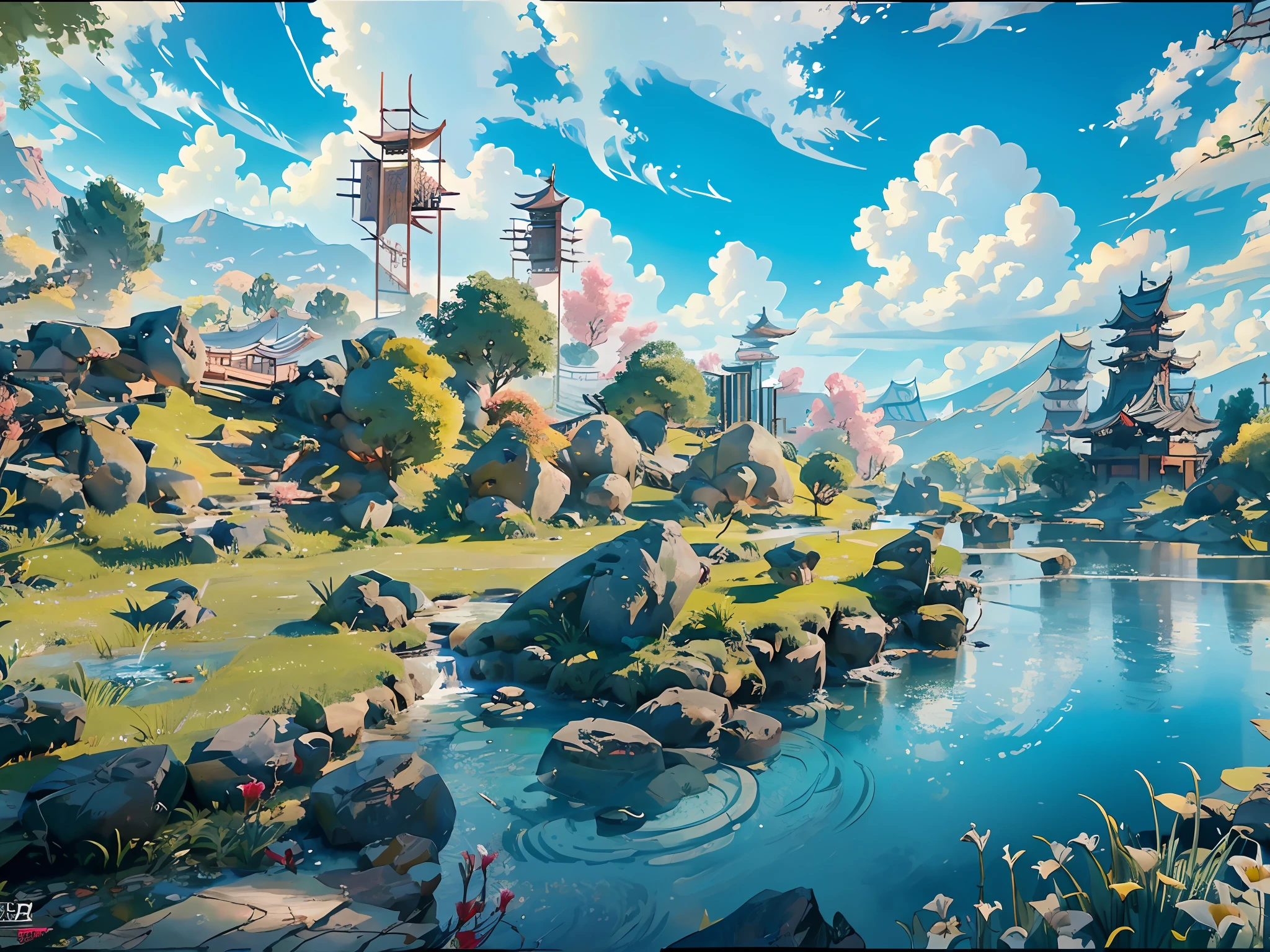 ( ( Top view, high angle view, Focal point composition) ) , Sunset Gradient, moonlit night, halo, beautiful light, beautiful play of shadow, light effects, Autumn, Ancient Chinese architecture, many raditional Chinese architecture on a floating island, there are many scattered buildings on the high mountain, ( huge Taoist incense burner, Sending out exquisite and beautiful magical effects) , waterfall cascading from the island, a vast sea of clouds, spectacular waterfalls, group of buildings, lanterns and sky lanterns floating in the air, high mountains, starry skies, soft color, refreshing, beautiful, Chinese landscape painting, cinematic lighting, high detail, (close-up), (chiaroscuro),fine facial details,cinematic lighting, (depth of field), UHD,--v6