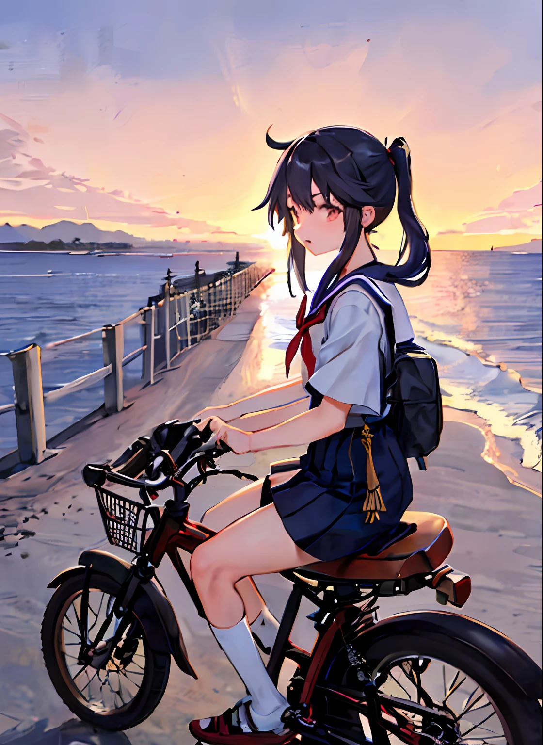 Boy riding bicycle